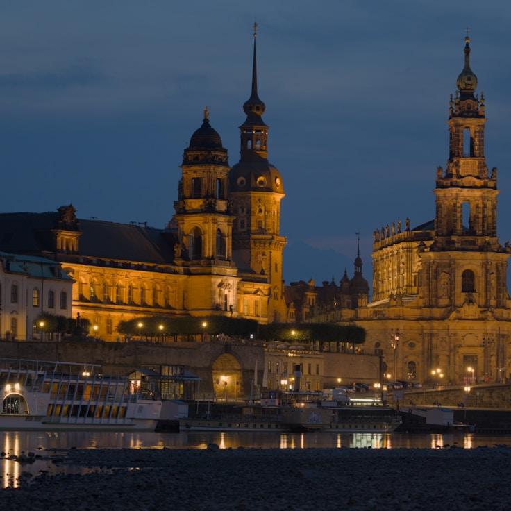 Entertainment zone at night in United States
